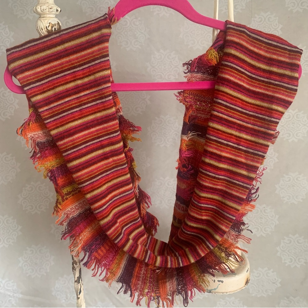 Striped infinity scarf-  Baby Alpaca fur